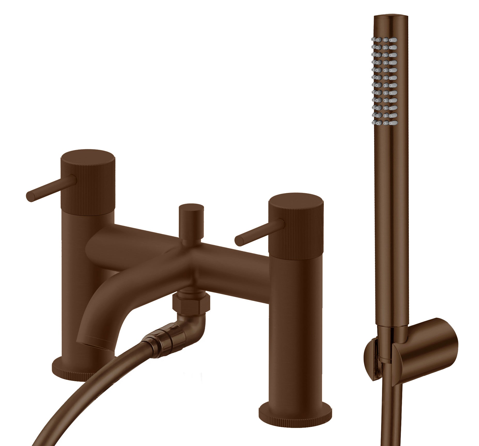 Alderley fluted bath shower mixer with shower kit - brushed bronze (BT7077)